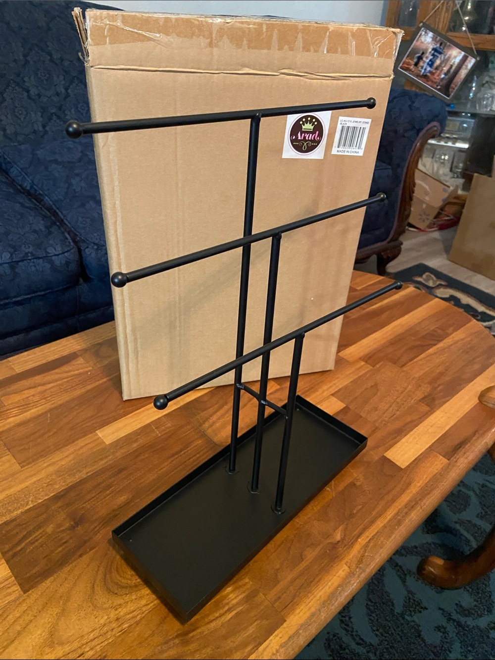 Ara Matte Black Metal Tiered Jewelry Stand
